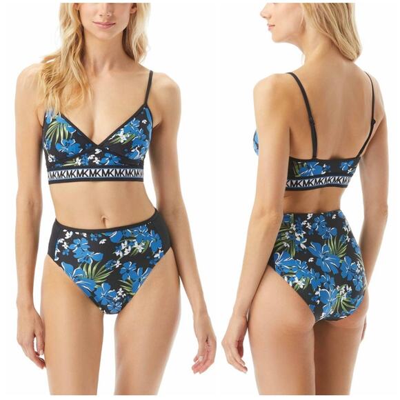 Michael Kors FLORAL  Bold Bliss Sporty Bralette Bikini, Top XS,Bottom Med - Picture 1 of 11